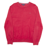 TOMMY HILFIGER Mens Jumper Red Tight Knit L