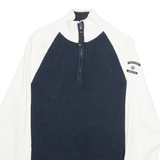 NAUTICA Mens Jumper Blue 1/4 Zip Tight Knit L