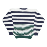 TOMMY HILFIGER Mens Patterned Jumper White Striped Tight Knit XL