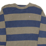 TOMMY HILFIGER Mens Patterned Jumper Blue Striped Tight Knit XL