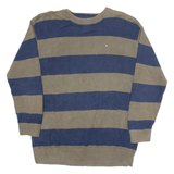TOMMY HILFIGER Mens Patterned Jumper Blue Striped Tight Knit XL
