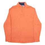 TOMMY HILFIGER Mens Jumper Orange 1/4 Zip Tight Knit XL