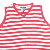 TOMMY HILFIGER Womens Jumper Red Striped V-Neck Tight Knit Sleeveless XL