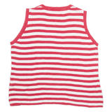 TOMMY HILFIGER Womens Jumper Red Striped V-Neck Tight Knit Sleeveless XL