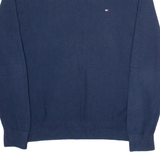 TOMMY HILFIGER Mens Jumper Blue V-Neck Tight Knit L