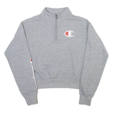 CHAMPION Womens Sweatshirt Grey 1/4 Zip S