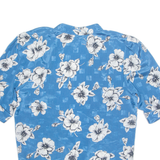 Womens Kimono Blouse Blue Button Neck Off Shoulder Floral UK 14