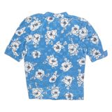 Womens Kimono Blouse Blue Button Neck Off Shoulder Floral UK 14