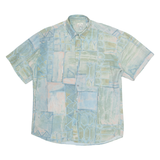 JEAN CHATEL Womens Printed Shirt Green Collared Off Shoulder Crazy Pattern L