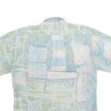 JEAN CHATEL Womens Printed Shirt Green Collared Off Shoulder Crazy Pattern L