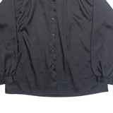 JULIETTA Womens Shirt Black Collared Long Sleeve 90s M