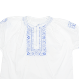 Embroidered Womens Milkmaid Blouse White Floral M