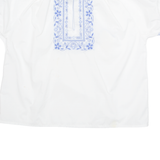 Embroidered Womens Milkmaid Blouse White Floral M