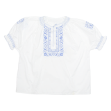 Embroidered Womens Milkmaid Blouse White Floral M