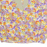 Womens Printed Shirt Purple Collared Long Sleeve Viscose Floral 2XL