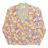 Womens Printed Shirt Purple Collared Long Sleeve Viscose Floral 2XL