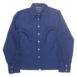 FANIA FASHION Sheer Womens Shirt Blue Collared Long Sleeve M