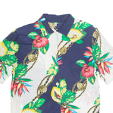 Womens Printed Shirt Blue Collared Viscose Floral UK 10