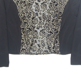 YOUR SIXTH SENSE Womens Kimono Blouse Black 90s Crazy Pattern M