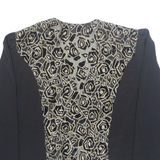 YOUR SIXTH SENSE Womens Kimono Blouse Black 90s Crazy Pattern M