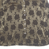 BB Womens Printed Blouse Gold Button Neck Long Sleeve Floral 2XL