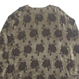 BB Womens Printed Blouse Gold Button Neck Long Sleeve Floral 2XL