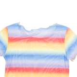 BPC SELECTION Sheer Rainbow Womens Cropped Top Blue Crazy Pattern S