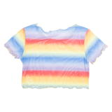 BPC SELECTION Sheer Rainbow Womens Cropped Top Blue Crazy Pattern S