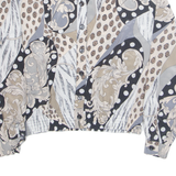 Womens Printed Shirt Grey Collared Long Sleeve Crazy Pattern M