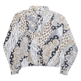 Womens Printed Shirt Grey Collared Long Sleeve Crazy Pattern M