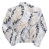 Womens Printed Shirt Grey Collared Long Sleeve Crazy Pattern M