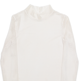 Sheer Womens Cropped Top Cream High Neck Long Sleeve S