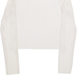 Sheer Womens Cropped Top Cream High Neck Long Sleeve S