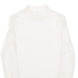Sheer Womens Cropped Top Cream High Neck Long Sleeve S