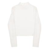 Sheer Womens Cropped Top Cream High Neck Long Sleeve S