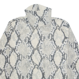 H&M Sheer Snake Womens Printed Top Cream High Neck Long Sleeve Animal Print 2XL