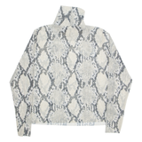 H&M Sheer Snake Womens Printed Top Cream High Neck Long Sleeve Animal Print 2XL
