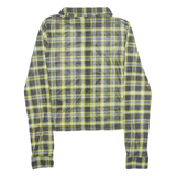 DIVIDED Sheer Womens Printed Shirt Black Collared Long Sleeve Check S