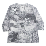 HARMONY Womens Printed Top Grey 3/4 Sleeve Floral L