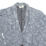 Womens Printed Shirt Grey V-Neck Long Sleeve 90s Viscose Crazy Pattern S