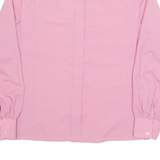 FEKON Womens Shirt Pink Button Neck Long Sleeve 90s M