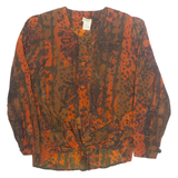 PAP Womens Printed Blouse Orange Button Neck 90s Crazy Pattern M