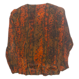 PAP Womens Printed Blouse Orange Button Neck 90s Crazy Pattern M