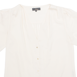 AN'GE Womens Blouse Cream V-Neck S