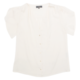 AN'GE Womens Blouse Cream V-Neck S