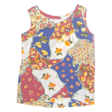 MAYON Womens Printed Vest Red Sleeveless Silk Floral M