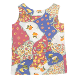 MAYON Womens Printed Vest Red Sleeveless Silk Floral M