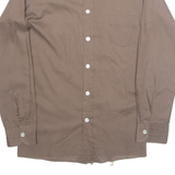 SIR PATRIK Womens Shirt Brown Collared Long Sleeve S