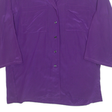 LATAA STYLE Womens Printed Shirt Purple Collared 3/4 Sleeve Spotted S