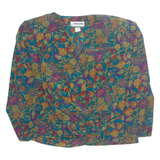 MARCOLAS Womens Printed Blouse Blue V-Neck 3/4 Sleeve 90s Floral M